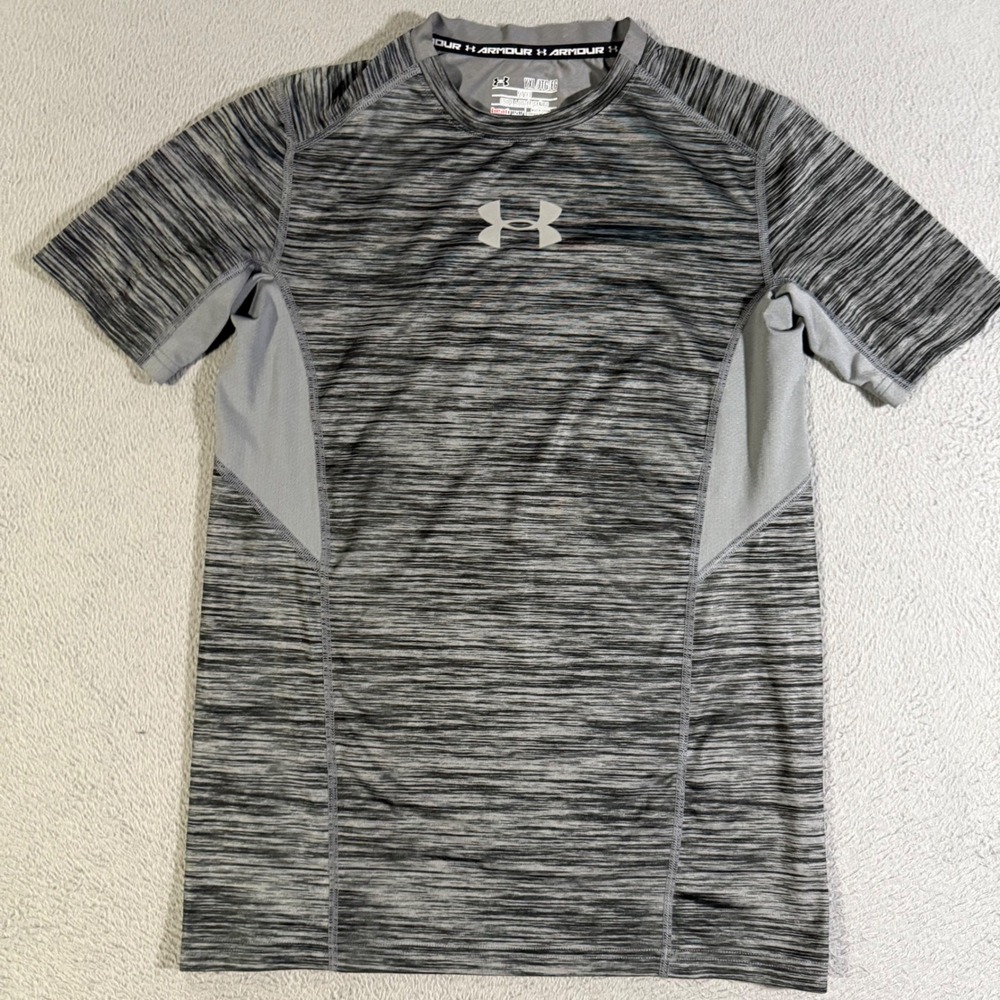Under Armour Youth Boys Fitted HeatGear Gray Training T-Shirt Size YXL